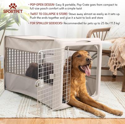 Show full view: SportPet Designs Soft Sided Pop-Open Dog Kennel, Large slide 3 of 7