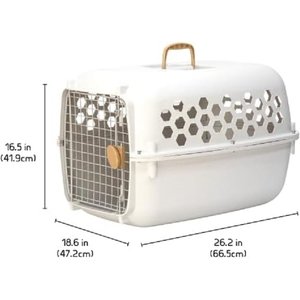 SportPet Designs Dog & Cat Travel Kennel, Cream & Gold, 26-in