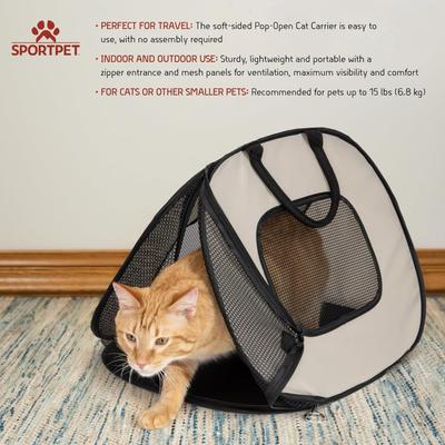 Show full view: SportPet Designs Pop-Open Soft-Sided Cat Carrier, Tan, 20-in slide 3 of 9