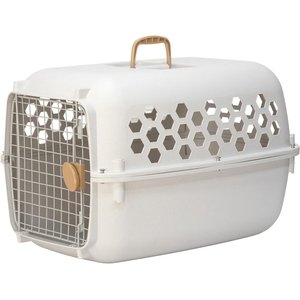 SportPet Designs Dog & Cat Travel Kennel, Cream & Gold, 26-in