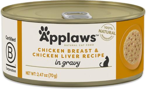 Show full view: Applaws Chicken & Liver in Gravy Grain-Free Wet Cat Food, 2.47-oz can, case of 24 slide 3 of 9