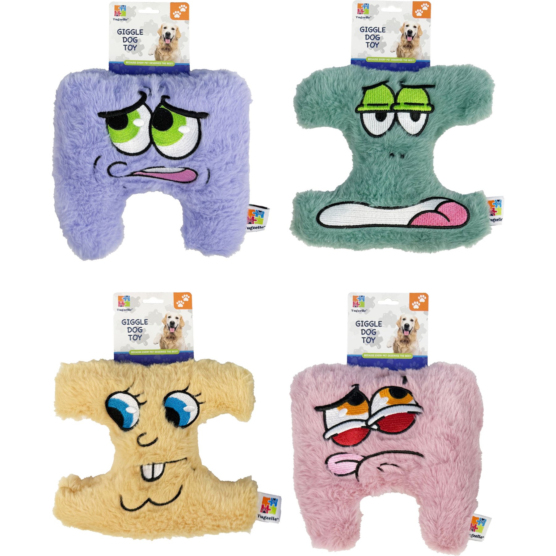 Tugzelle Giggle Dog Toy, 4 count