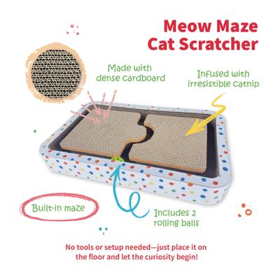 Show full view: Tugzelle Meow Maze Cat Scratcher Toy, Blue slide 3 of 9