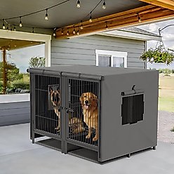 BingoPaw Double Kennel Dog Crate, Black, XX-Large