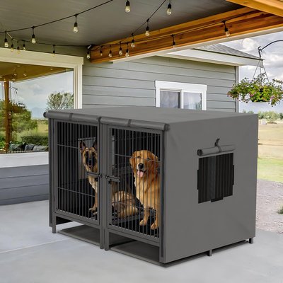 BingoPaw BingoPaw Double Kennel Dog Crate, Black, XX-Large