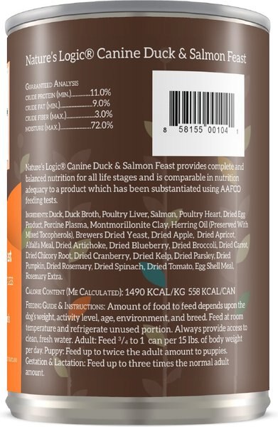 Nature's Logic 100% Natural Canine Duck & Salmon Feast All Life Stages Grain-Free Wet Dog Food