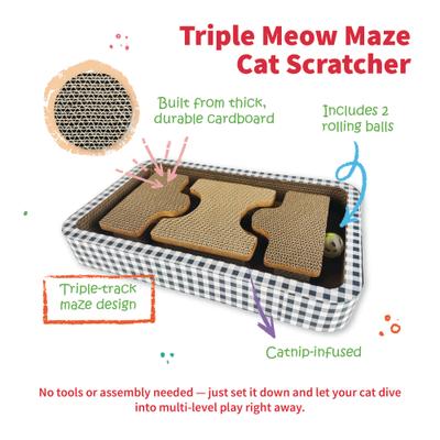 Show full view: Tugzelle Triple Meow Maze Cat Scratcher Toy, White slide 2 of 8