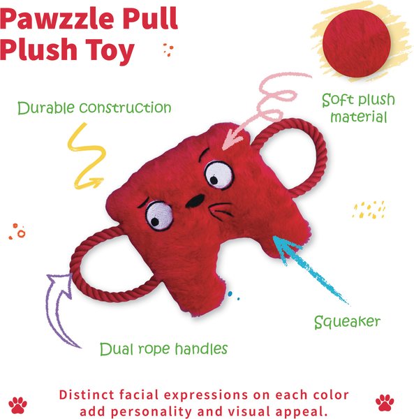 Show full view: Tugzelle Pawzzle Pull Plush Dog Toy, Red slide 2 of 5