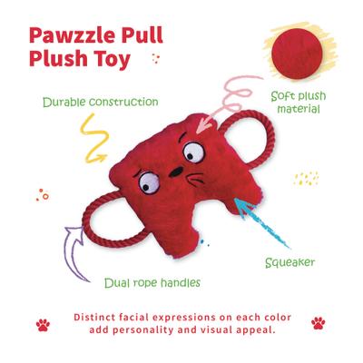 Show full view: Tugzelle Pawzzle Pull Plush Dog Toy, Red slide 3 of 6