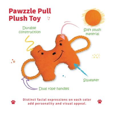 Show full view: Tugzelle Pawzzle Pull Plush Dog Toy, Orange slide 2 of 5
