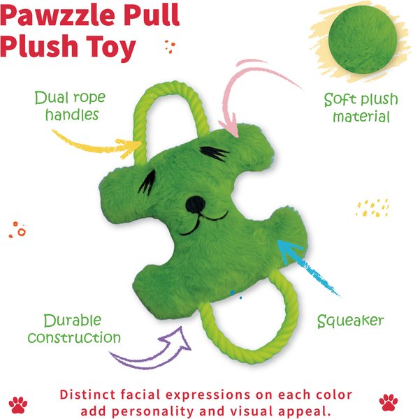 Tugzelle Pawzzle Pull Plush Dog Toy, Orange