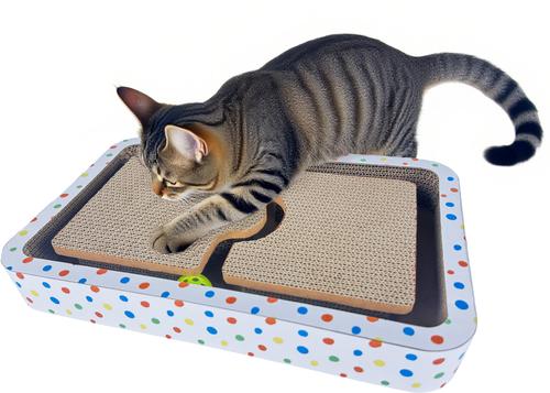 Show full view: Tugzelle Meow Maze Cat Scratcher Toy, Blue slide 7 of 9