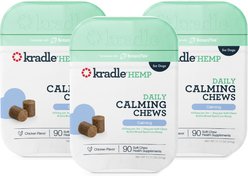 Kradle Daily Calming Chicken Flavored Soft Chew Broad Spectrum Hemp Extract Calming Supplement for Dogs, 270 count bundle