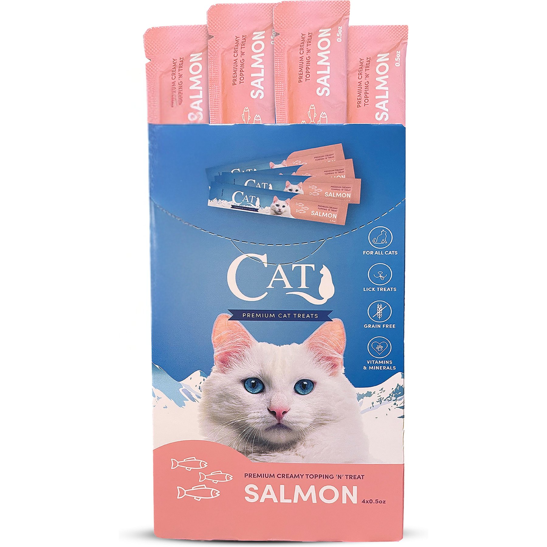 Scoochie Pet Squeeze-Up Premium Creamy Salmon Cat Lickable Treats, 0.5-oz tube, case of 16