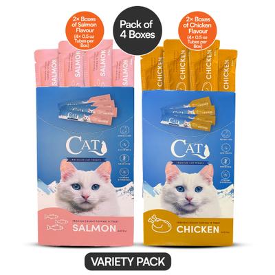 Show full view: Scoochie Pet Squeeze-Up Mixed Variety Pack Premium Creamy Salmon & Chicken Cat Lickable Treats, 0.5-oz tube, case of 16 slide 3 of 10
