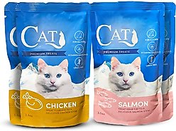 Scoochie Pet Mixed Variety Pack Premium Gravy Salmon & Chicken Stew Wet Cat Food Topping, 3.5-oz pouch, case of 4