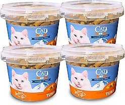 Scoochie Pet Sensations Tuna Filled Crunchy Cat Treats, 8.8-oz tub, 4 count