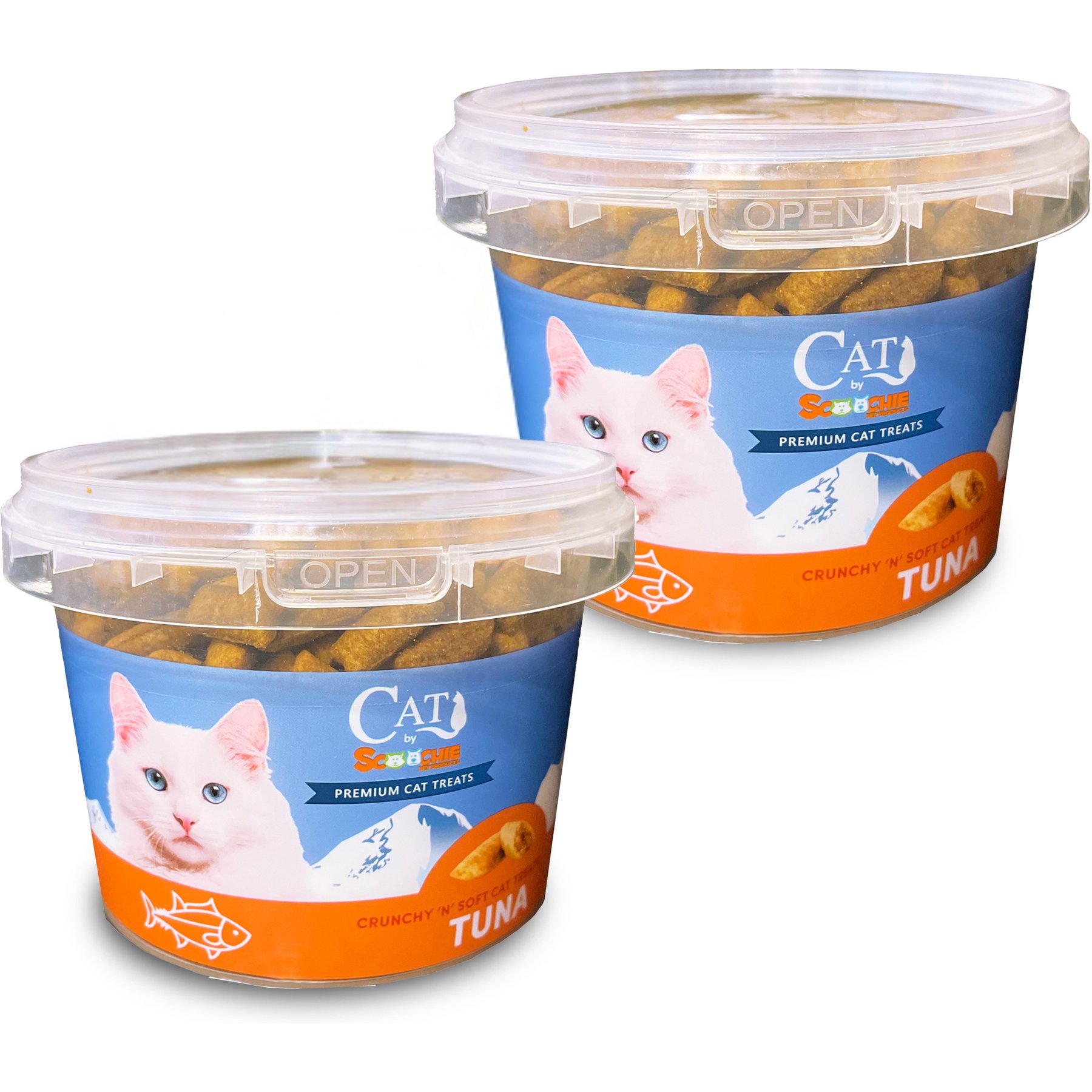 Scoochie Pet Sensations Tuna Filled Crunchy Cat Treats, 8.8-oz tub, 2 count