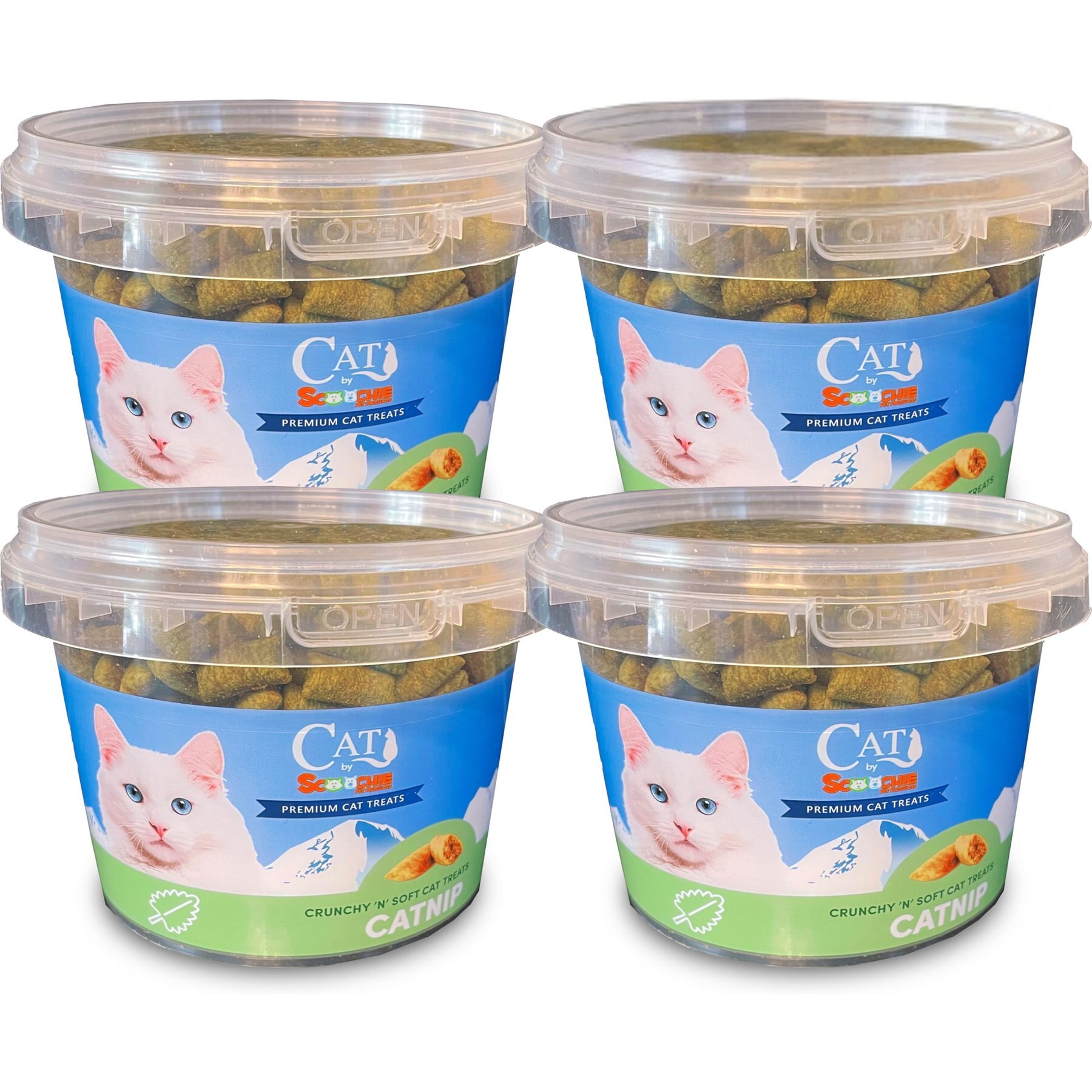 Scoochie Pet Sensations Catnip Filled Crunchy Cat Treats, 8.8-oz tub, 4 count
