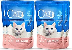 Scoochie Pet Premium Gravy Salmon Stew Wet Cat Food Topping, 3.5-oz pouch, case of 4