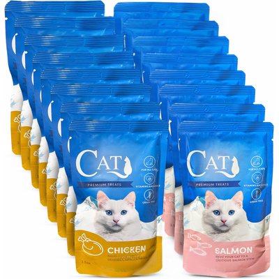 Scoochie Pet Scoochie Pet Mixed Variety Pack Premium Gravy Salmon & Chicken Stew Wet Cat Food Topping, 3.5-oz pouch, case of 16