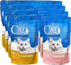 Scoochie Pet Mixed Variety Pack Premium Gravy Salmon & Chicken Stew Wet Cat Food Topping, 3.5-oz pouch, case of 8