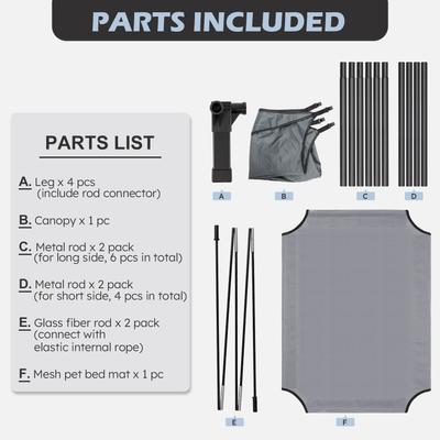 Show full view: Heeyoo Elevated Dog Bed with Canopy, Grey, Large slide 6 of 7