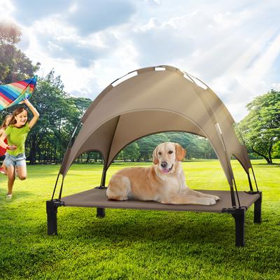 Show full view: Heeyoo Elevated Dog Bed with Canopy, Brown, Large slide 6 of 7