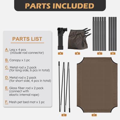 Show full view: Heeyoo Elevated Dog Bed with Canopy, Brown, Large slide 7 of 7