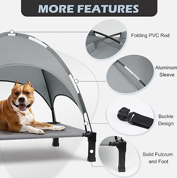 Show full view: Heeyoo Elevated Dog Bed with Canopy, Grey, Large slide 3 of 7