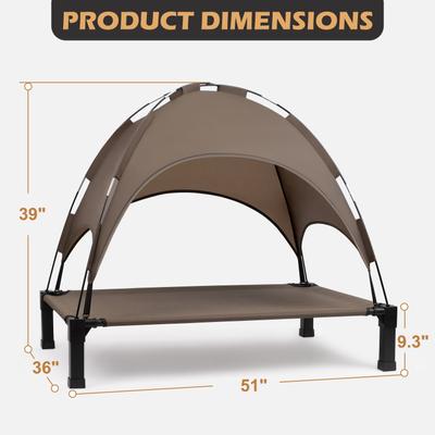 Show full view: Heeyoo Elevated Dog Bed with Canopy, Brown, Large slide 2 of 7