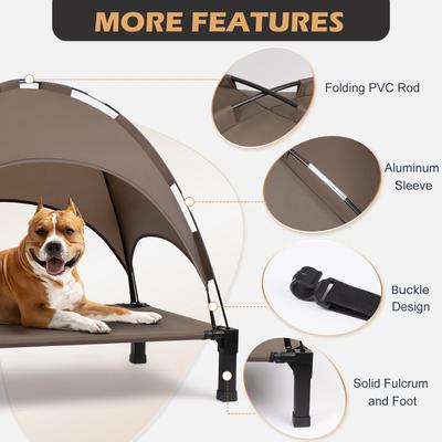 Show full view: Heeyoo Elevated Dog Bed with Canopy, Brown, Large slide 3 of 7