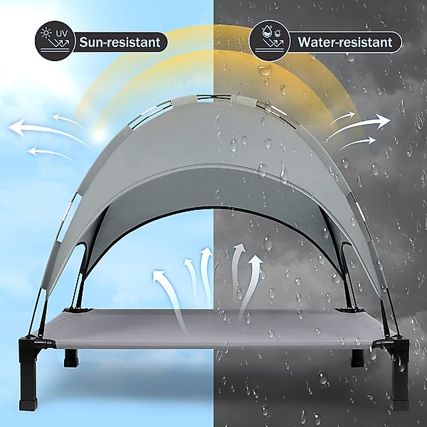 Show full view: Heeyoo Elevated Dog Bed with Canopy, Grey, Large slide 4 of 7