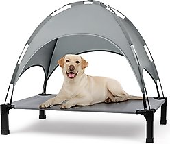 Heeyoo Elevated Dog Bed with Canopy, Grey, Large