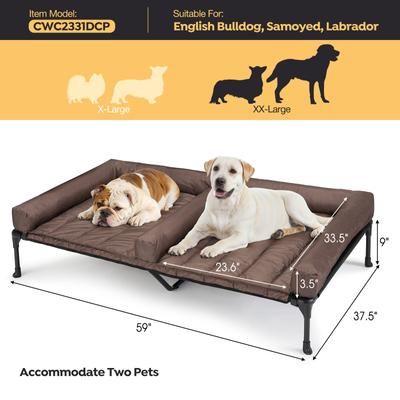 Show full view: Veehoo Double Dog Elevated Dog Bed, Brown, XX-Large slide 2 of 8