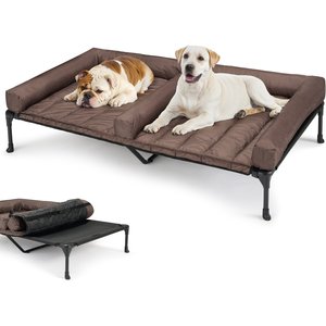 Veehoo Double Dog Elevated Dog Bed, Brown, XX-Large