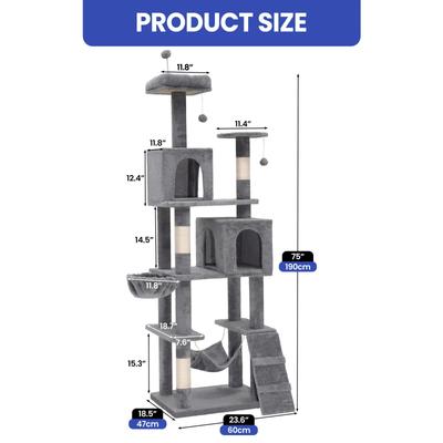 Show full view: Yitahome 75-in Cat Tree & Condo, Gray slide 2 of 7