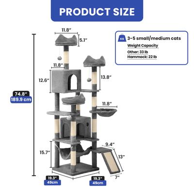 Show full view: Yitahome 75-in Multi-Level Cat Tree & Condo slide 2 of 5
