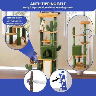 Show full view: Yitahome 60-in Cactus Cat Tree & Condo slide 5 of 7