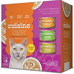 Petite Cuisine Variety Pack Chicken Entrees Grain-Free Wholefoods Wet Cat Food, 2.8-oz can, case of 8