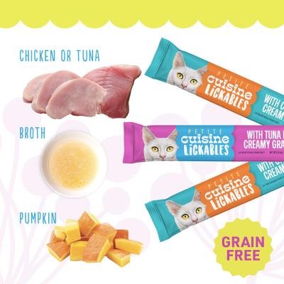Show full view: Petite Cuisine Lickables Variety Pack Grain-Free Wet Cat Treats, 0.5-oz sachet, case of 20 slide 5 of 9