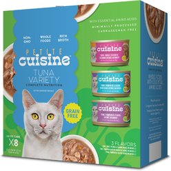 Petite Cuisine Variety Pack Tuna Entrees Grain-Free Wholefoods Wet Cat Food, 2.8-oz can, case of 8