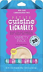Petite Cuisine Lickables Variety Pack Grain-Free Wet Cat Treats, 0.5-oz sachet, case of 20