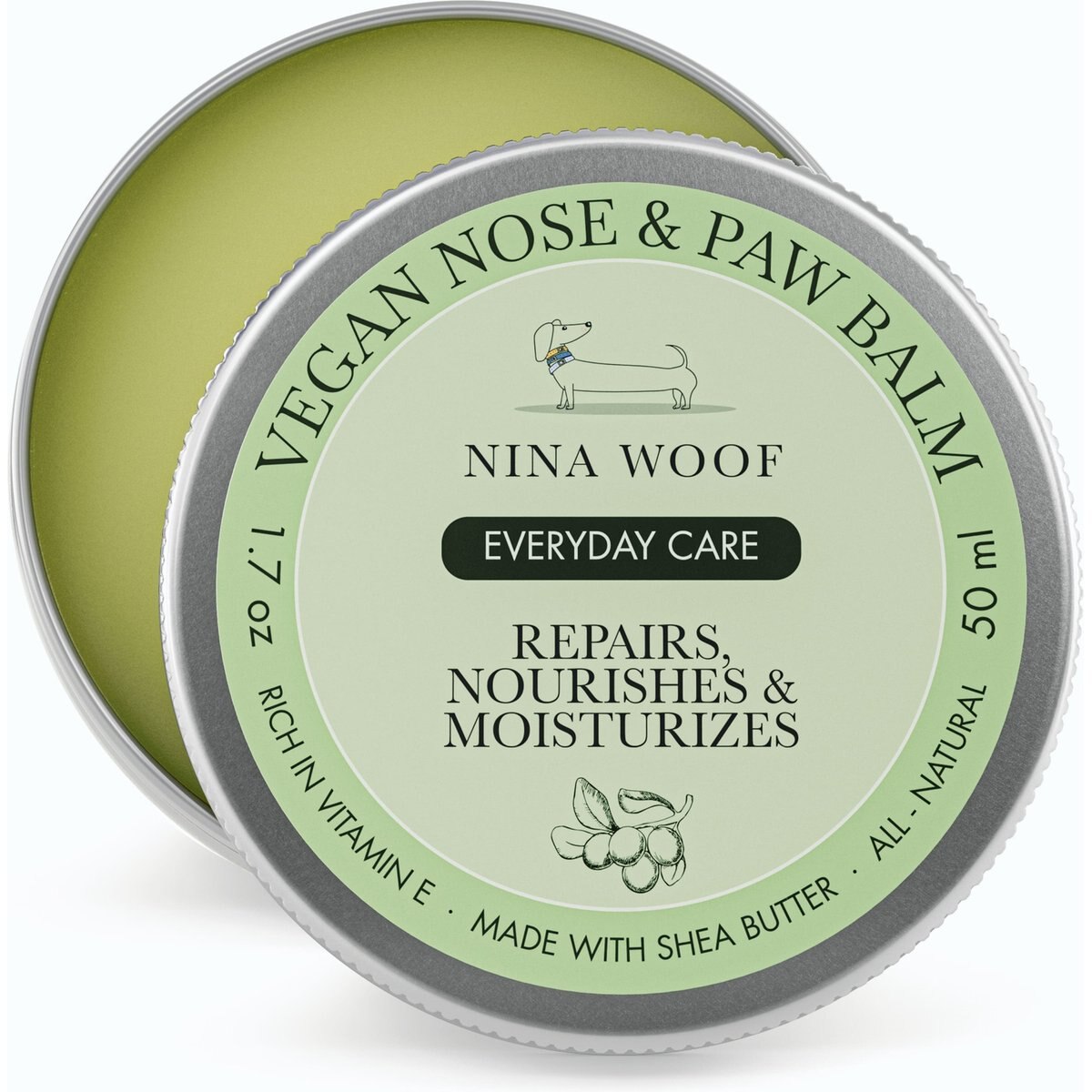 Nina Woof Vegan Dog Nose & Paw Balm, 1.7-oz tin