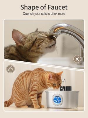 Show full view: Voluas Wireless Battery Operated Automatic Dog Water Dispenser with Quiet Pump & Stainless Cat Water Fountain, Silver, 3.2-liter slide 7 of 8