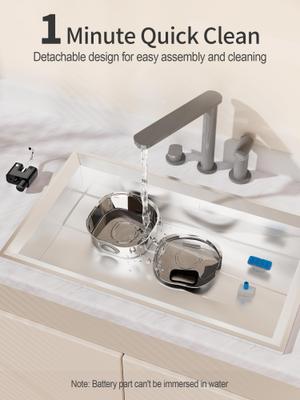 Show full view: Voluas Wireless Battery Operated Automatic Dog Water Dispenser with Quiet Pump & Stainless Cat Water Fountain, Silver, 3.2-liter slide 3 of 8