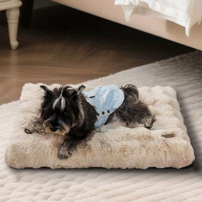 Show full view: BingoPaw Fluffy Deluxe Plush Dog Bed with Removable Cover, Beige, Medium slide 7 of 11