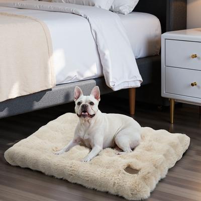 Show full view: BingoPaw Fluffy Deluxe Plush Dog Bed with Removable Cover, Beige, Medium slide 5 of 11