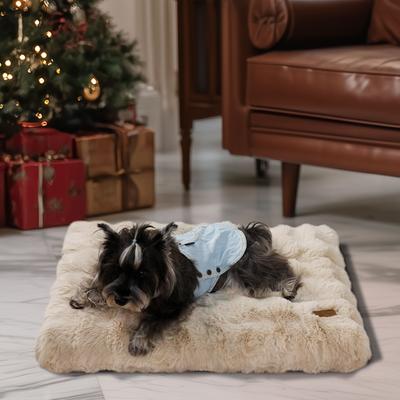 Show full view: BingoPaw Fluffy Deluxe Plush Dog Bed with Removable Cover, Beige, Medium slide 4 of 11