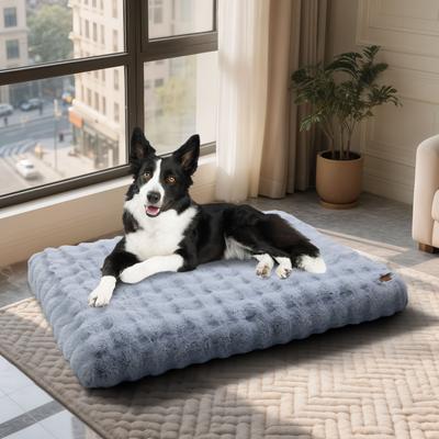 Show full view: BingoPaw Fluffy Deluxe Plush Dog Bed with Removable Cover, Grey, X-Large slide 6 of 10